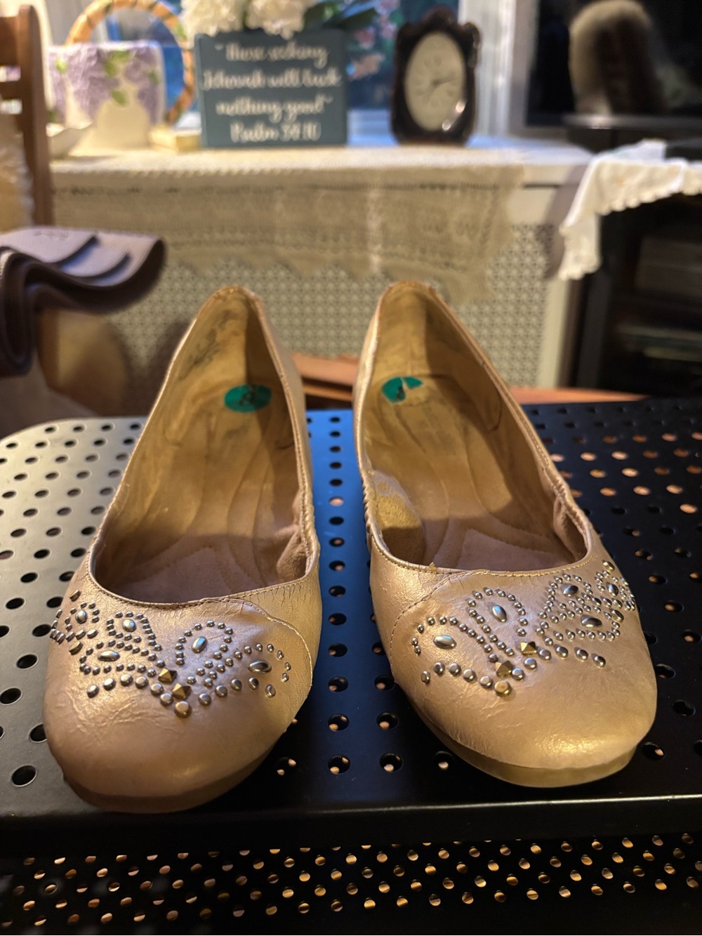 Naturalizer Gold Metallic Studded Ballet Flats